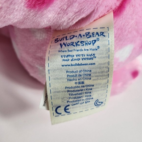 Build A Bear Workshop Plush Cat Kitten Pink White Hearts 17" BAB 2014 Soft Eyes - Picture 15 of 16
